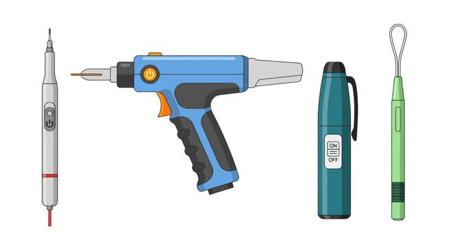 Vector illustration of specialized medical and surgical instruments set including power drill and cautery tools