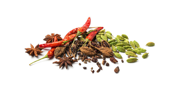 Black Cardamom Seeds Isolated, Brown Cardamon, Dry Kardamon Fruits, Cardamum Spice, Cardamomum