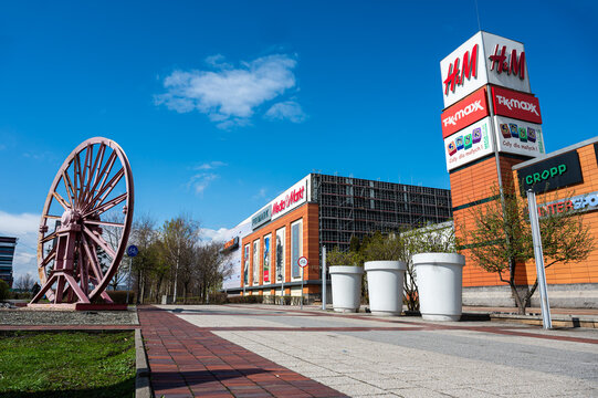 Katowice, Silesian, Poland - Colorful facades of the Silesia City Center, a retail shopping mall