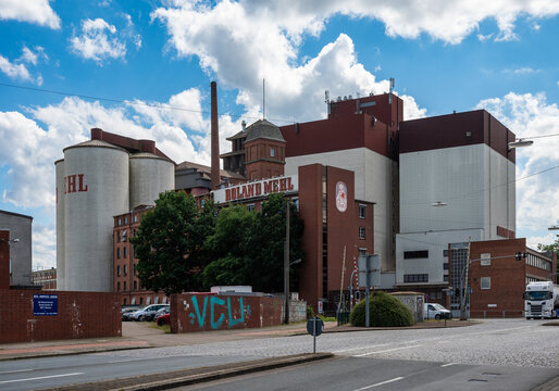 Bremen, Germany, July 16, 2024 - Industrial headquarters of the Ronald Mehl company making flour and cereals