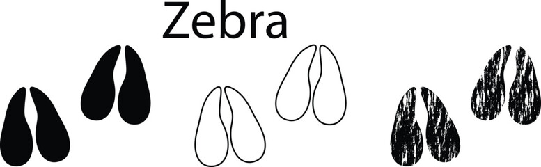 Obraz premium Zebra Footprint Icon – Animal Track Paw Print Silhouette Vector EPS