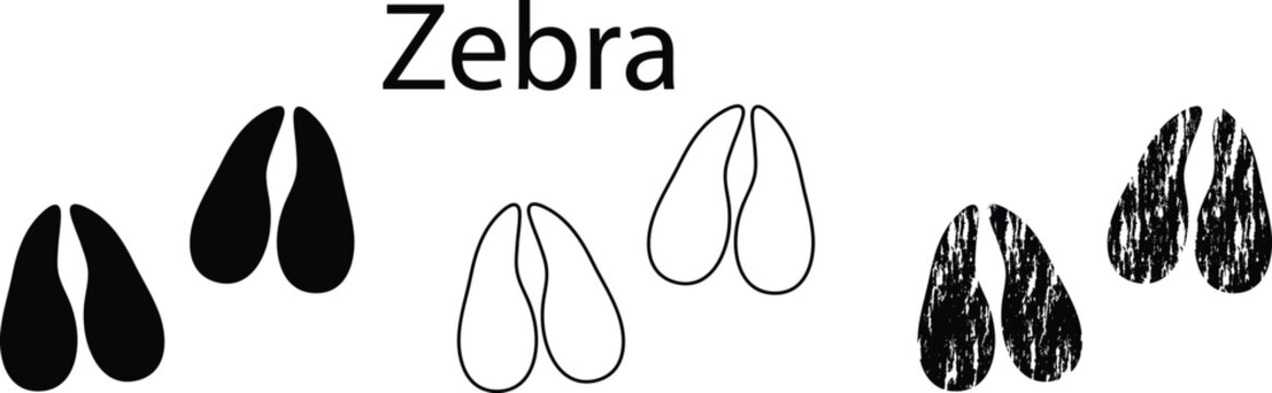 Zebra Footprint Icon &ndash; Animal Track Paw Print Silhouette Vector EPS