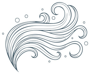Fototapeta premium Stylized flowing abstract lines with curls and bubbles vector graphic illustration