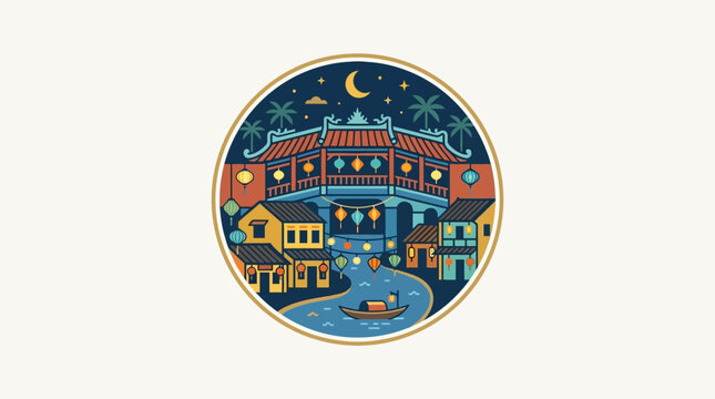 Charming Night Scene of Hoi An Town Vietnam