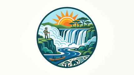 Fototapeta premium Scenic Landscape of Waterfall in a Circle