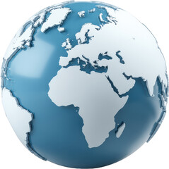 Naklejka premium Simplified Globe Icon with Smooth Surface and Continents Representation