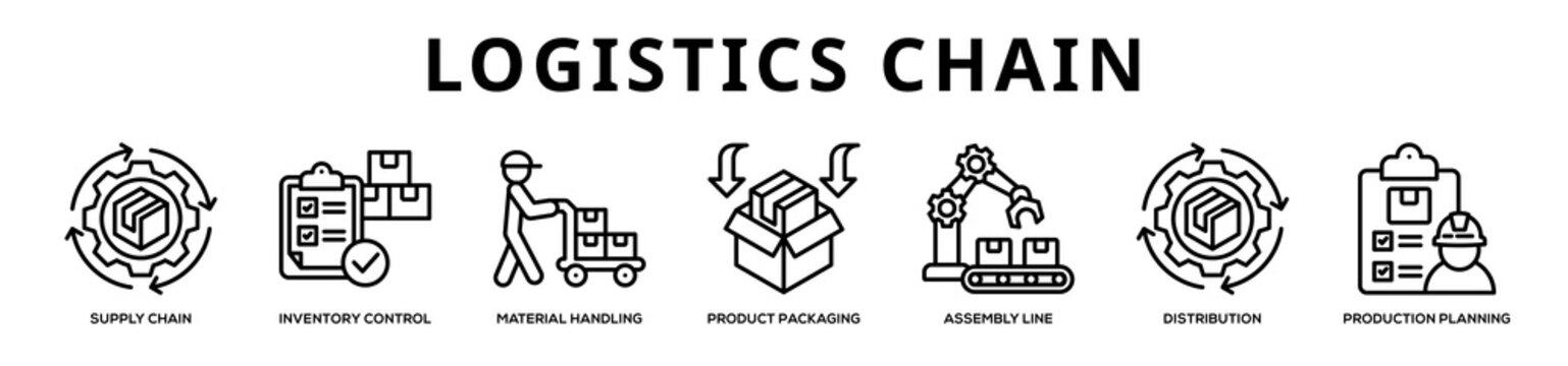 Logistics Chain web banner icon illustration
