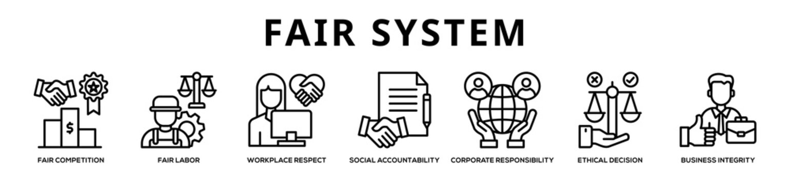 Fair System web banner icon illustration