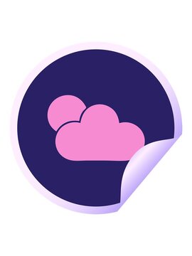 bobbing motion animation of circular peeling sticker cartoon of a sunshine and cloud