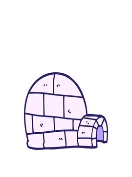 stretching up animation of cartoon doodle winter igloo