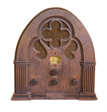 Antique Wooden Radio Isolated on White