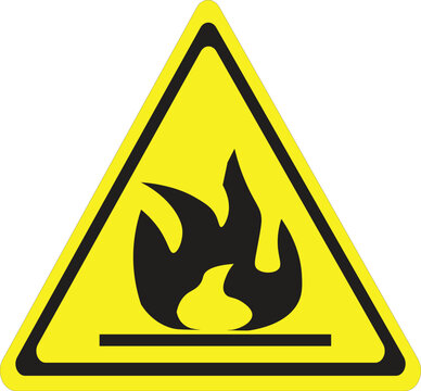 Warning: Flammable Material Hazard Area with High Fire and Combustion Risk
