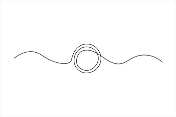 Fototapeta premium Clean one line art of a wedding ring with wavy strokes. Minimalist circular jewelry icon for elegant wedding stationery and modern brand identity.