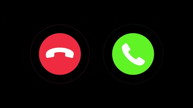 Incoming call interface with accept and decline buttons and pulse rings in 4K
