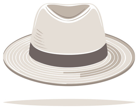 Classic light-colored fedora hat with a dark band and textured brim