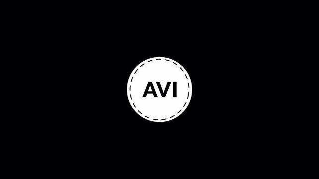 AVI file sticker logo icon animation avi circle avi icon AVI file document icon symbol graphic format image animation digital data computer in transparent background in 4K animation with alpha channel