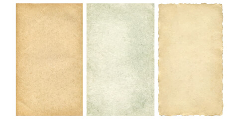 Fototapeta premium Set of three vintage paper textures with deckle edges for creative design projects