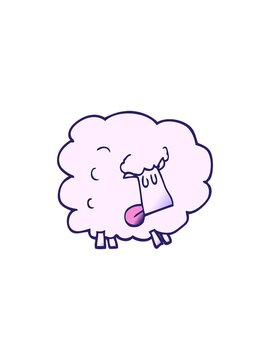 splitting effect animation of cartoon doodle funny sheep