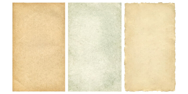 Set of three vintage paper textures with deckle edges for creative design projects