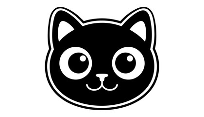 Fototapeta premium Cute Cat Face Silhouette with Big Eyes – Viral Sticker Style Vector