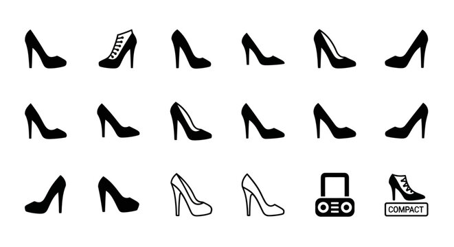 Collection of High Heel Shoe Icons and Silhouettes
