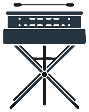 Vibraphone Illustration, Musical Instrument with Mallets, Jazz Band Equipment on Stand