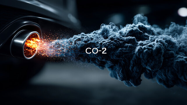 Close-up view of a car exhaust pipe releasing vibrant clouds of exhaust