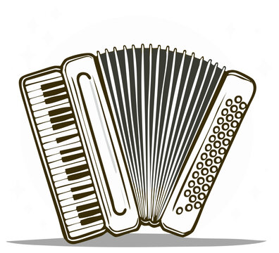 Detailed Accordion Illustration Musical Instrument Keyboards Bellows Sound Harmonics Traditional Music Concertina Handheld Instrument Art