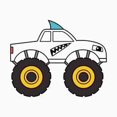 A cartoon monster truck with big wheels © Rehman