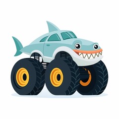 A cartoon shark on a monster truck © Rehman