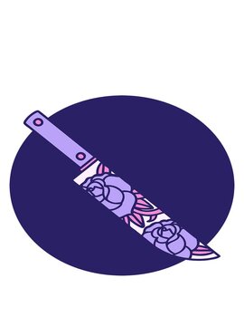 bobbing motion animation of iconic tattoo style image of a dagger and flowers