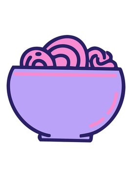 jiggle motion animation of some noodles in a simple bowl