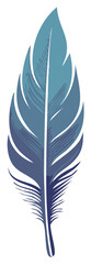 Obraz premium Elegant blue feather with gradient shades, detailed illustration of a single bird plume art