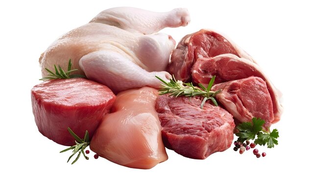 Raw pork chops with rosemary on a wooden board ready for cooking