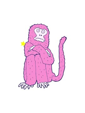 twinkling stars effect animation of cartoon monkey cartoon