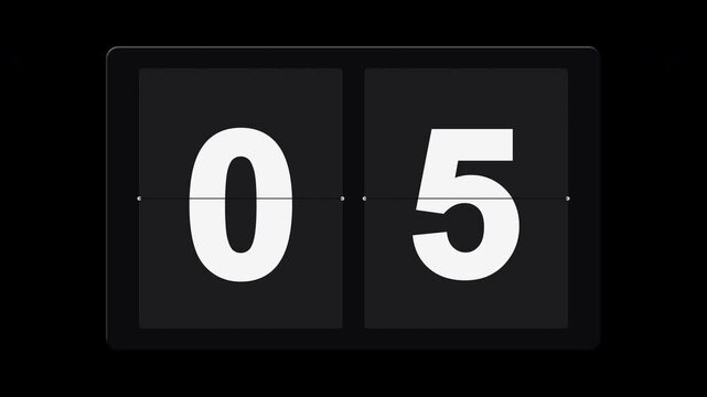 Retro Split-Flap Countdown from 10 to 00 with Alpha Channel