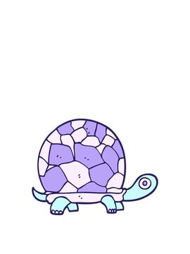 rise and float animation of hand drawn doodle style cartoon tortoise