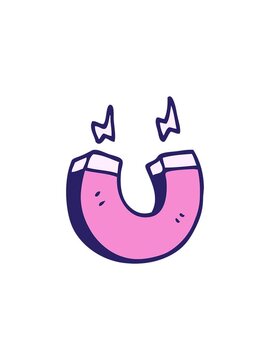 splitting effect animation of a cartoon doodle magnet