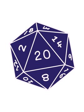 shaking motion animation of natural 20 D20 dice roll
