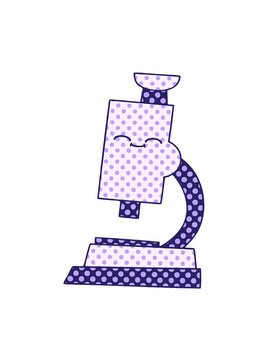 vibrating motion animation of comic book style cartoon of a microscope