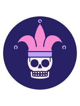 power up animation of iconic tattoo style image of skull jester
