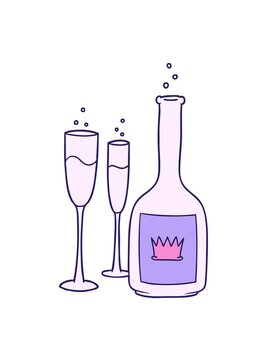 jiggle motion animation of cartoon champagne