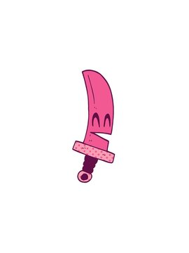 pressure popping animation of cartoon doodle happy magical sword