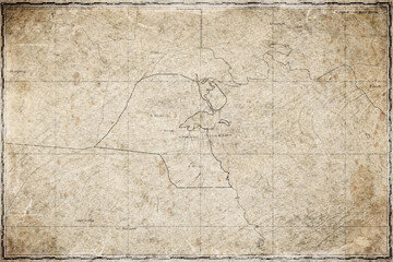 Fototapeta premium Vintage Map Of Kuwait With Governorates On Retro Paper Background
