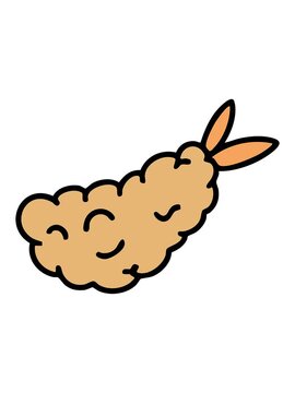 bob and pause animation of japanese tempura fried shimp snack
