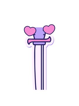 spinning hearts animation of sticker of tattoo in traditional style of a dagger