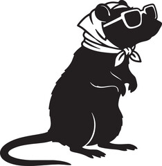 rat wearing sunglasses and bandana sitting upright © GraphicGrove
