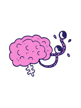 spinning motion animation of cartoon doodle of a monster brain