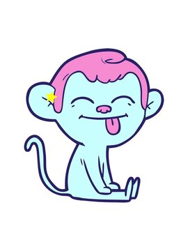 twinkling stars effect animation of funny cartoon monkey sitting