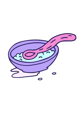 jiggle motion animation of  cartoon doodle of a cereal bowl